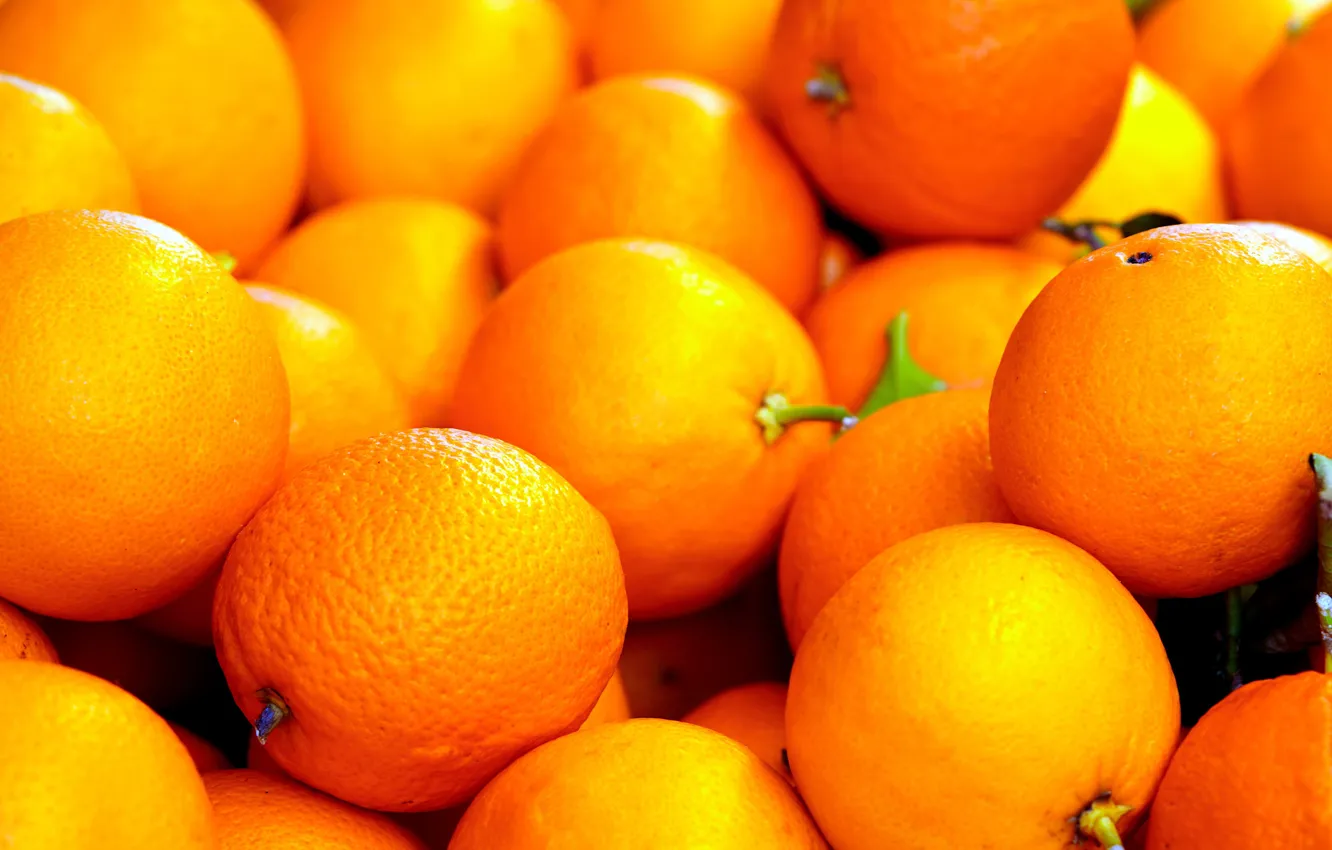 Photo wallpaper bright, orange, fruit, a lot, bokeh