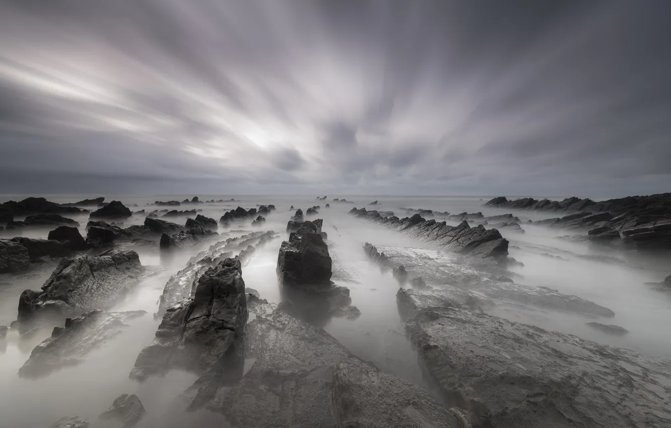 Photo wallpaper sea, landscape, stones
