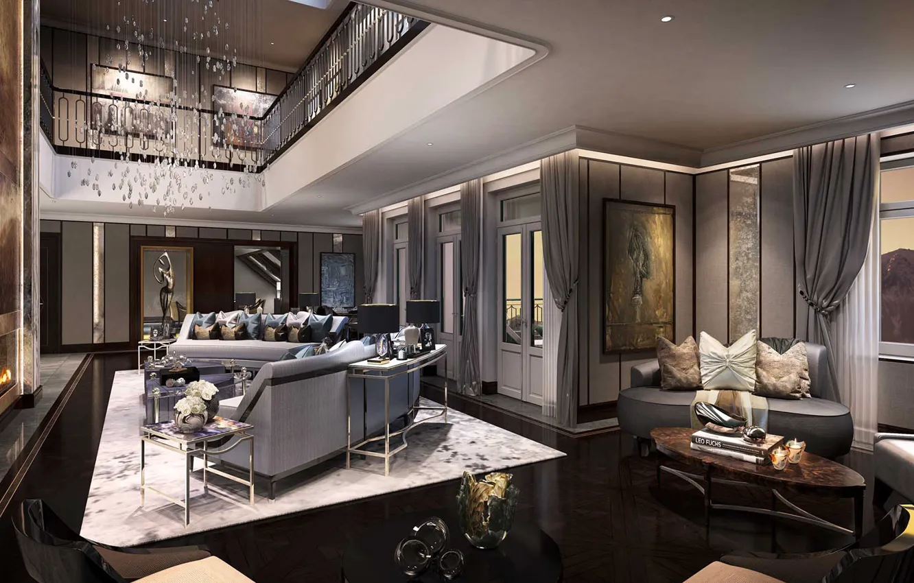 Photo wallpaper sofa, chair, luxurious, living-rom