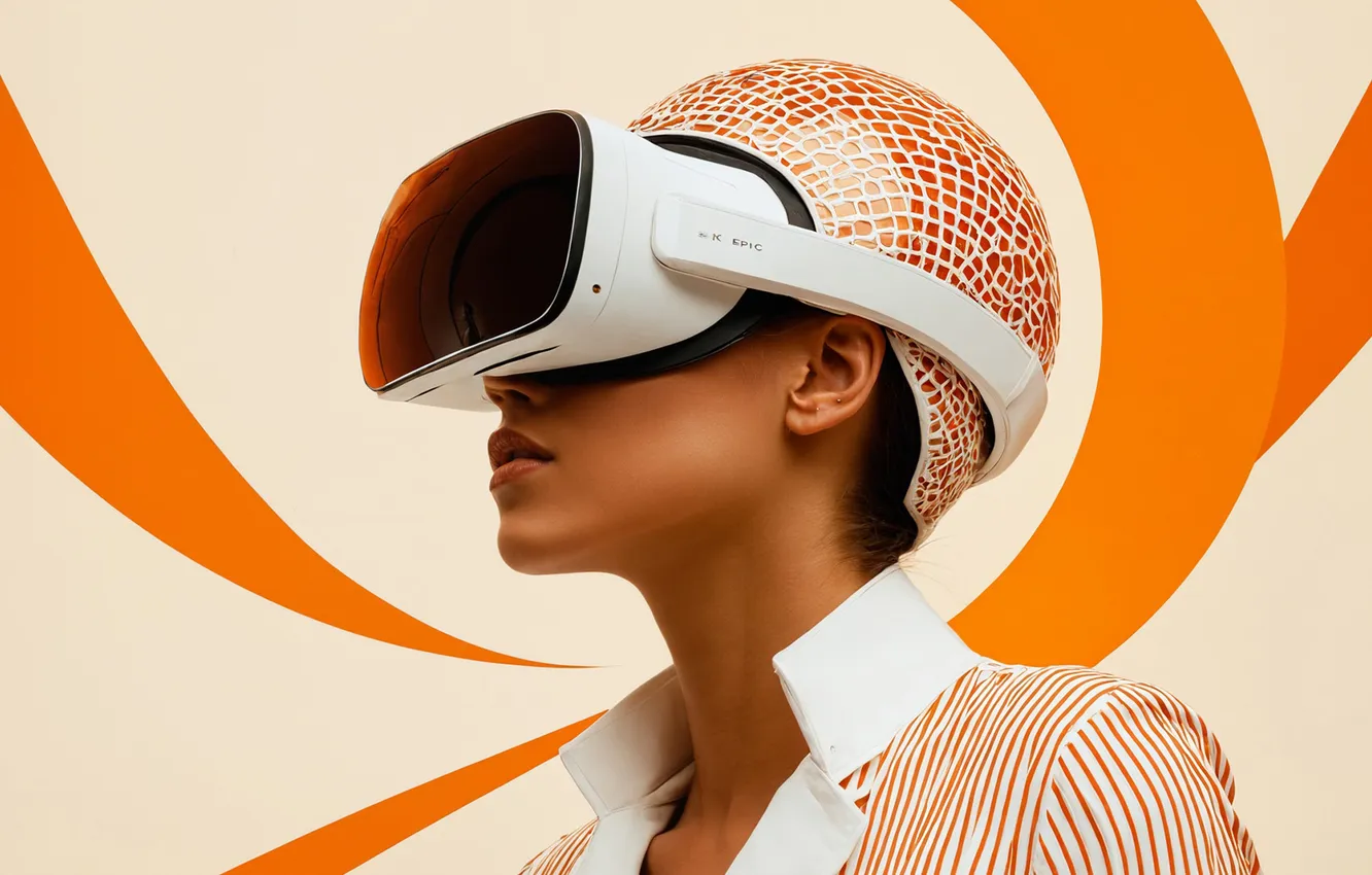 Photo wallpaper girl, background, glasses, Virtual reality glasses