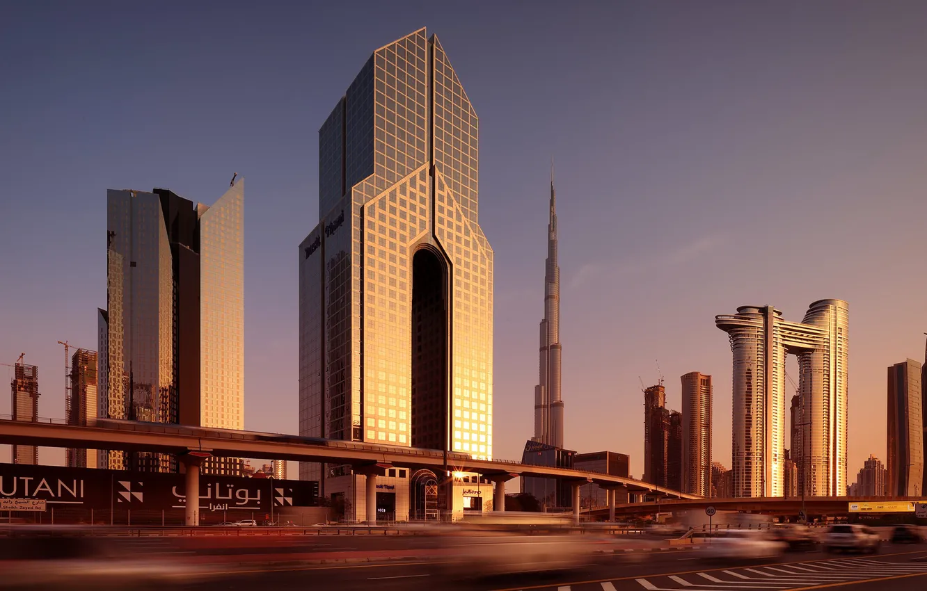 Photo wallpaper road, building, home, Dubai, Dubai, skyscrapers, UAE, UAE