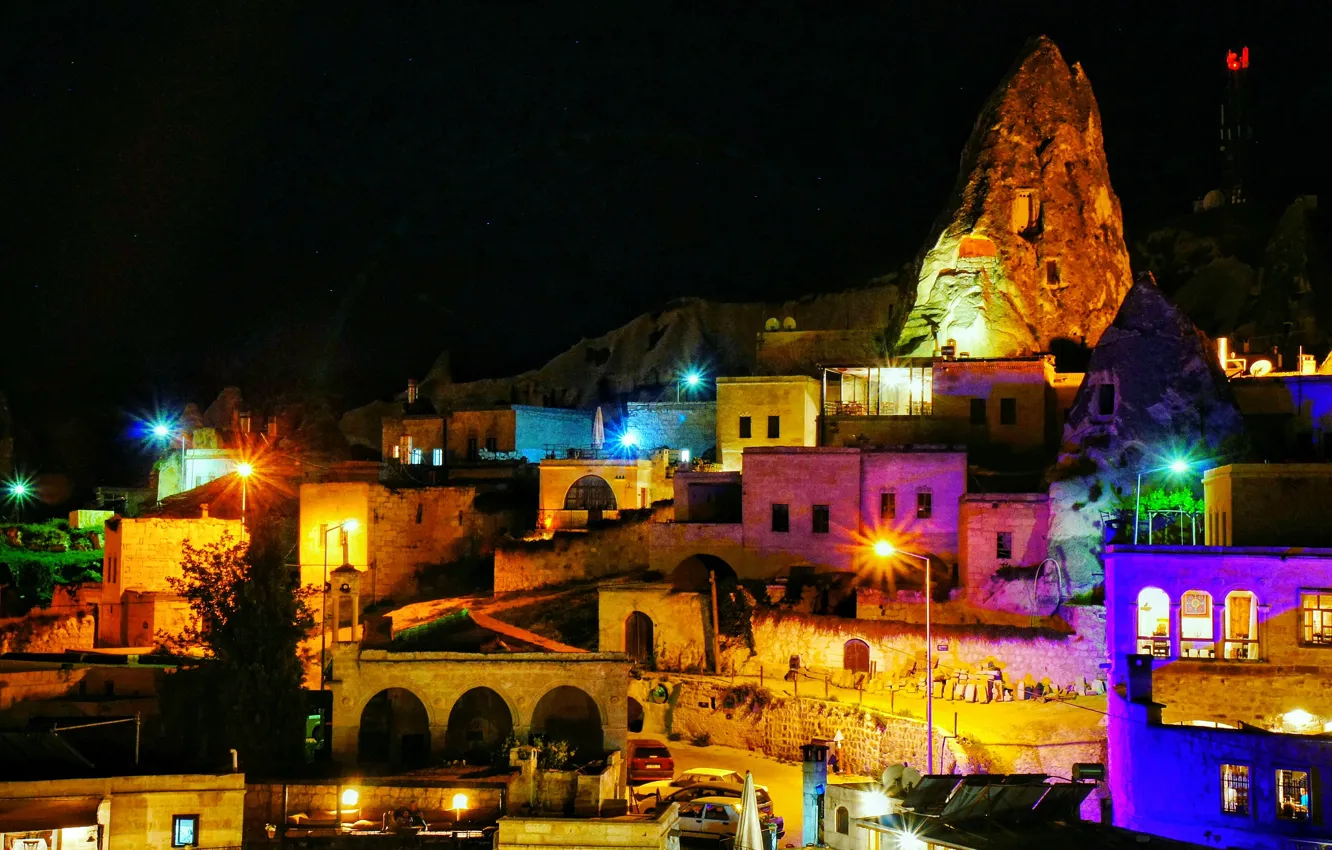 Photo wallpaper night, Turkey, night, Turkey, Cappadocia, Cappadocia
