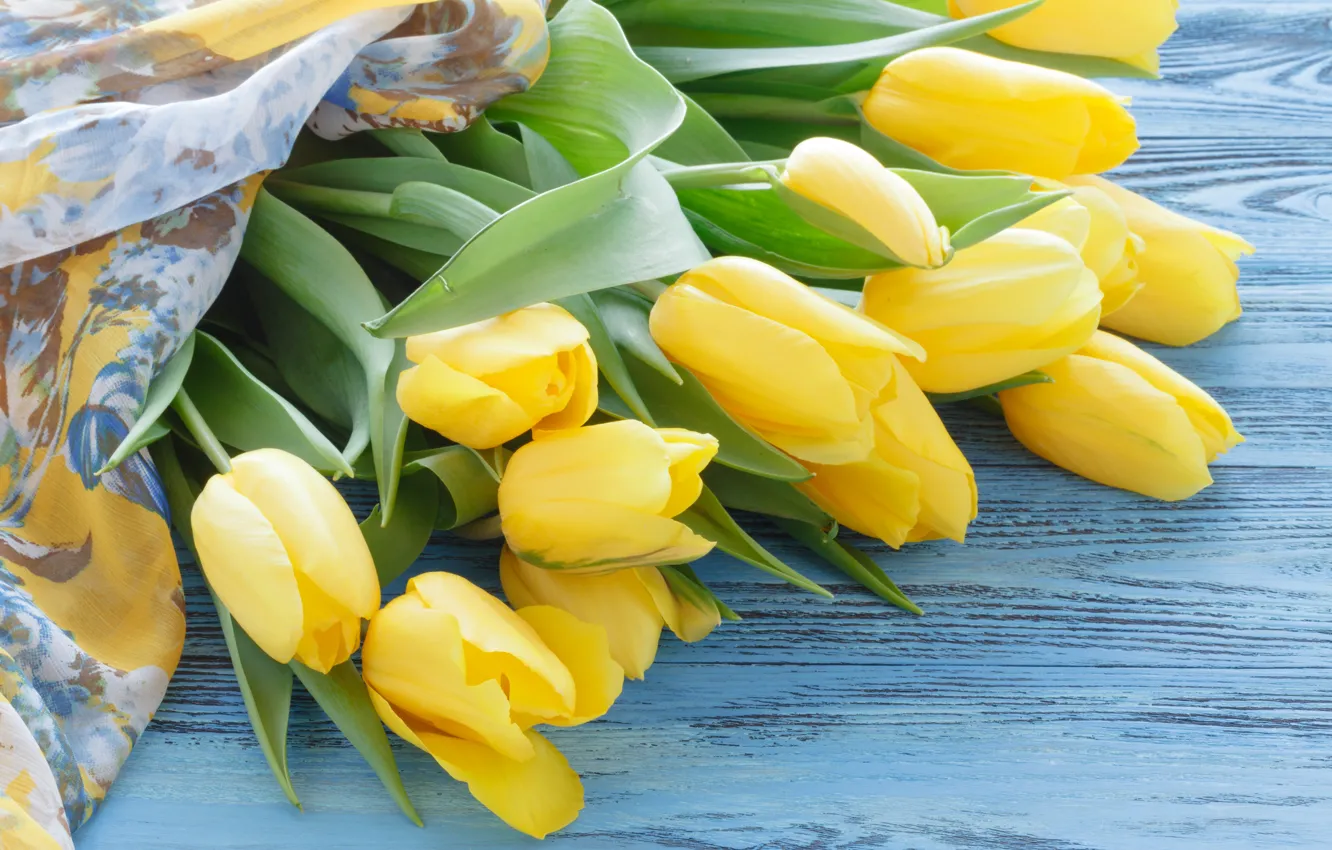 Photo wallpaper bouquet, yellow, tulips, Andrey Cherkasov