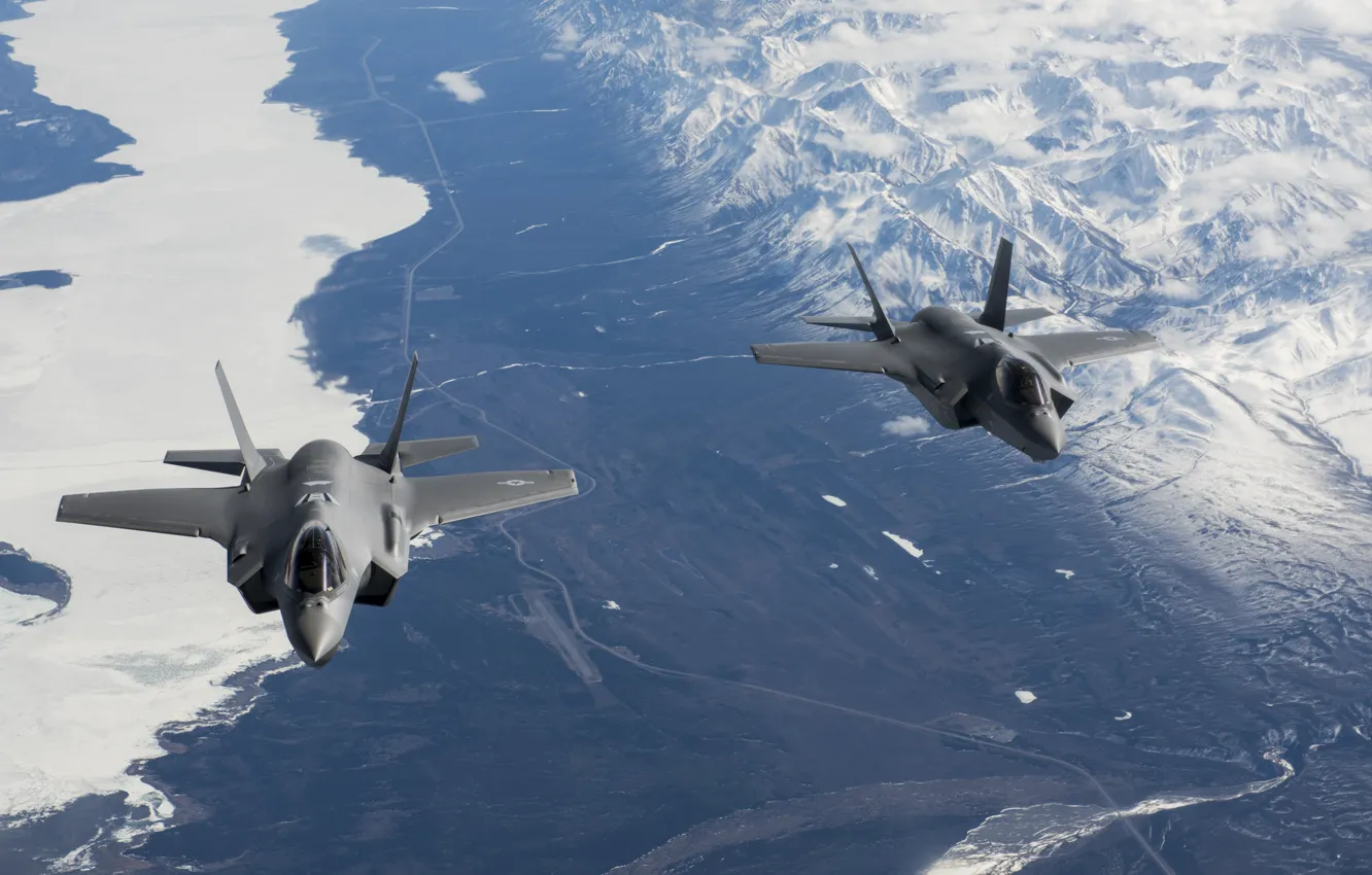 Photo wallpaper UNITED STATES AIR FORCE, fighter-bomber, Lightning II, Lockheed Martin, F-35A