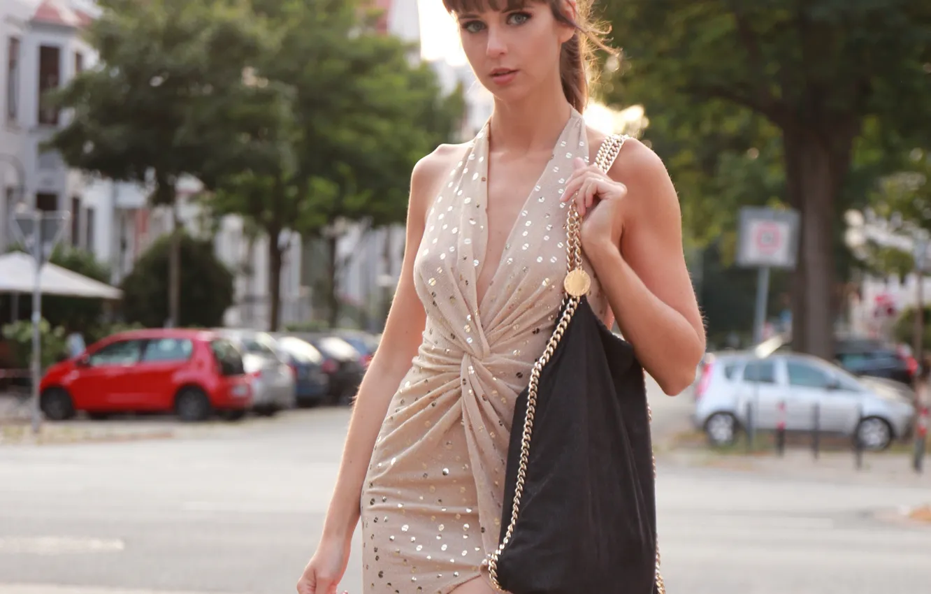 Photo wallpaper girl, sexy, cleavage, long hair, boobs, beautiful, pretty, brunette