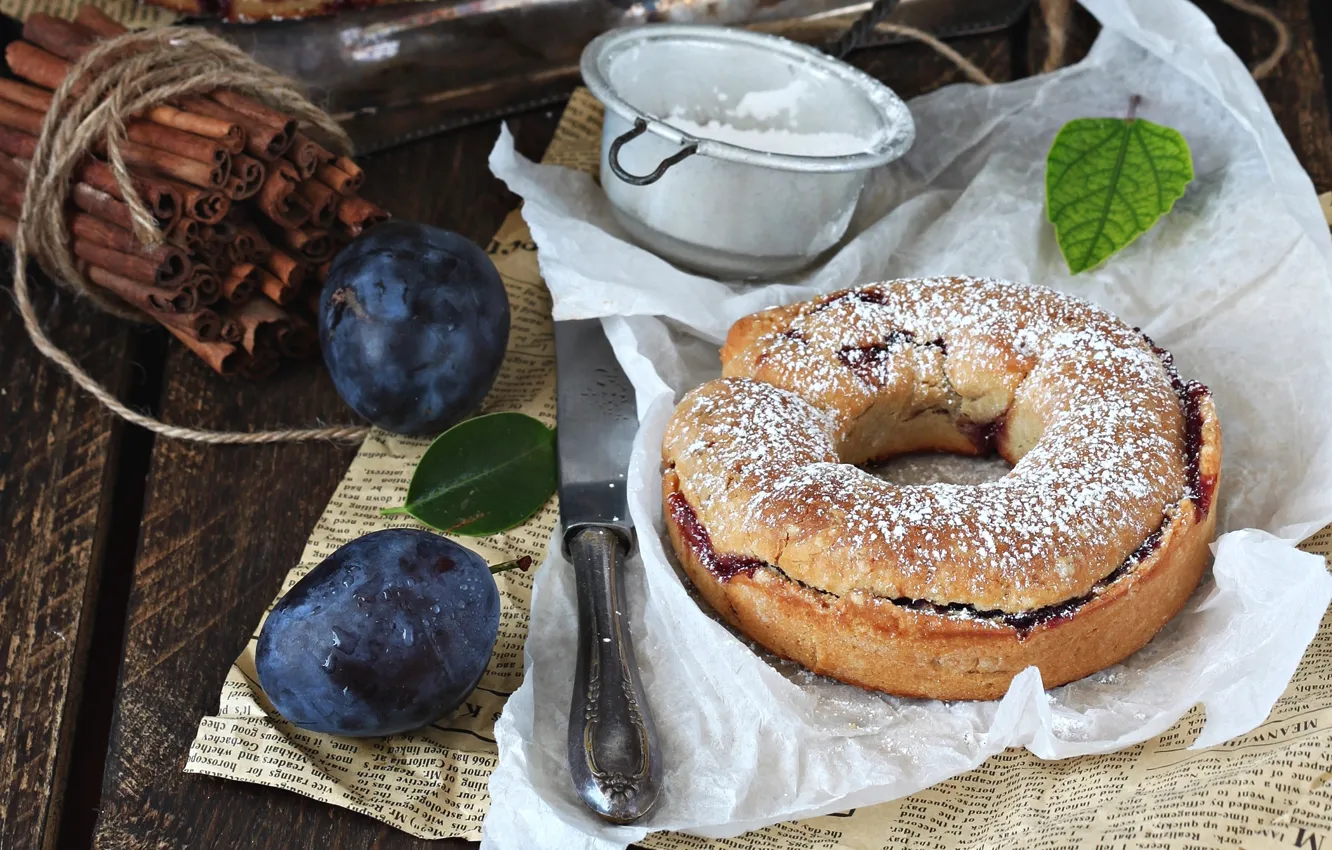 Photo wallpaper pie, cinnamon, plum, cakes