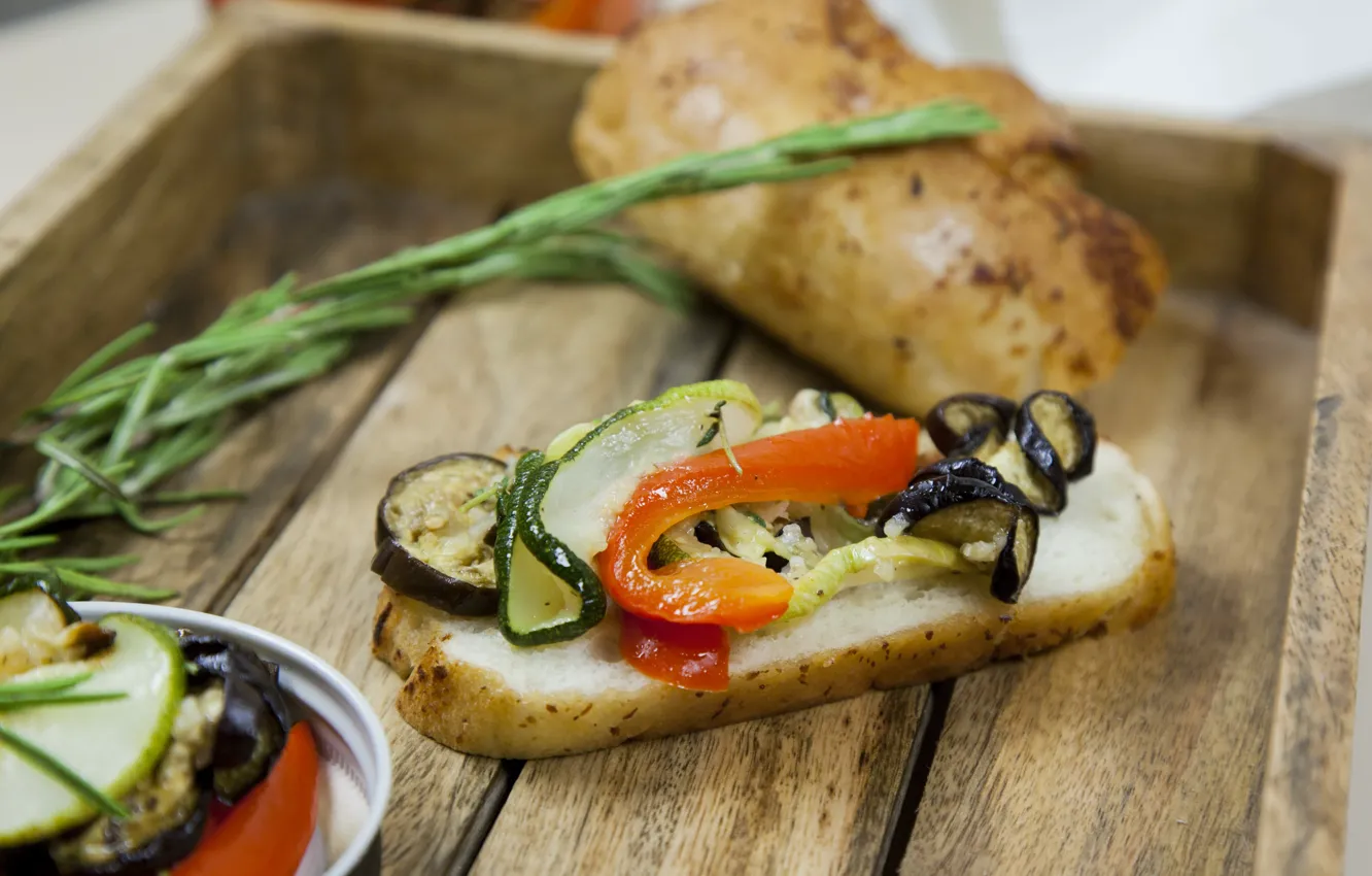 Photo wallpaper bread, appetizer, appetizer, Roasted vegetables, Roasted vegetables