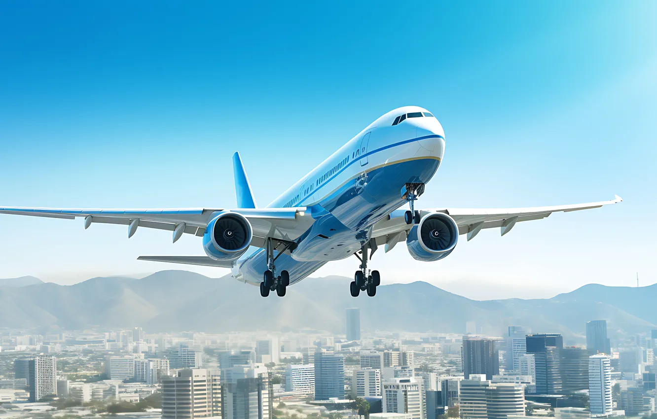Photo wallpaper the plane, flight, the sky, aviation