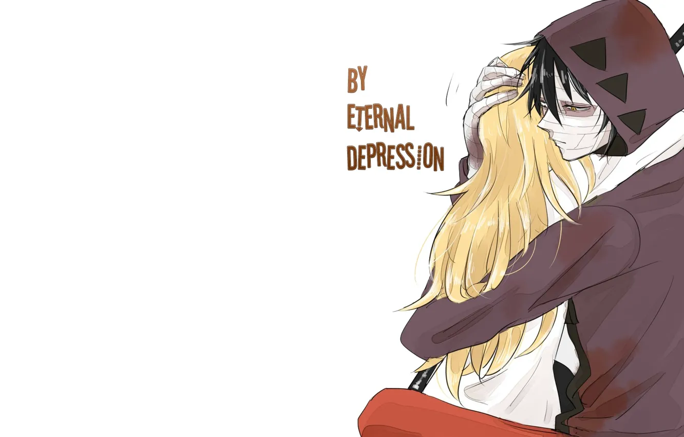 Photo wallpaper girl, hugs, guy, Angel bloodshed, Satsuriku no Tenshi