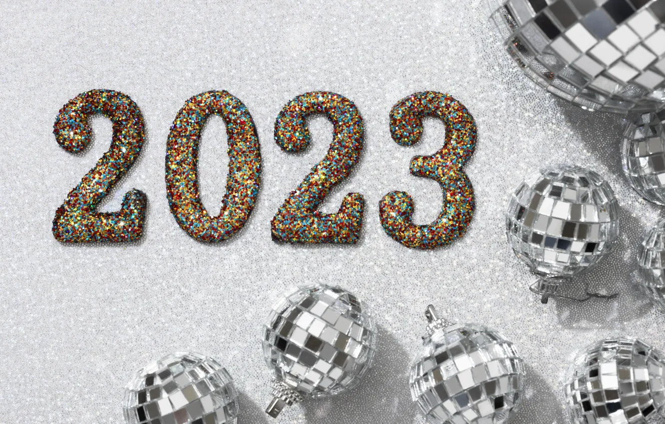 Photo wallpaper balls, balls, Shine, new year, sequins, figures, gold plated, placer