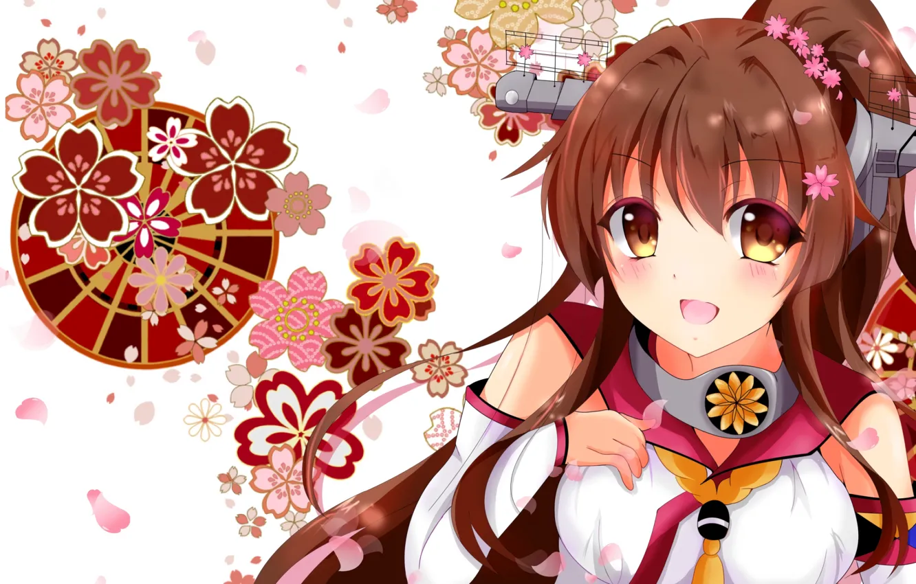 Photo wallpaper girl, blouse, long hair, brown hair, anime, beautiful, pretty, attractive