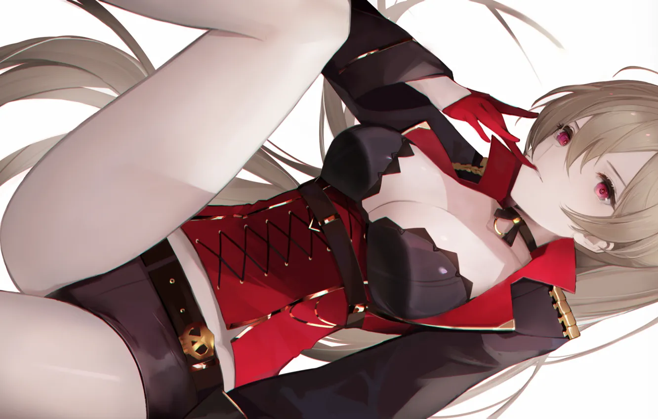 Photo wallpaper girl, sexy, cleavage, shorts, long hair, brown hair, boobs, anime