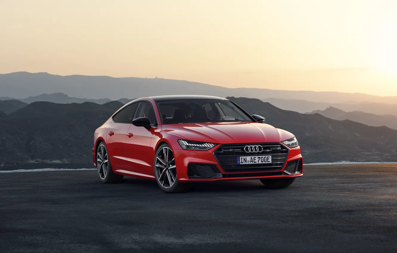 Photo wallpaper sunset, the evening, sedan, Sportback, Audi A7, 2019