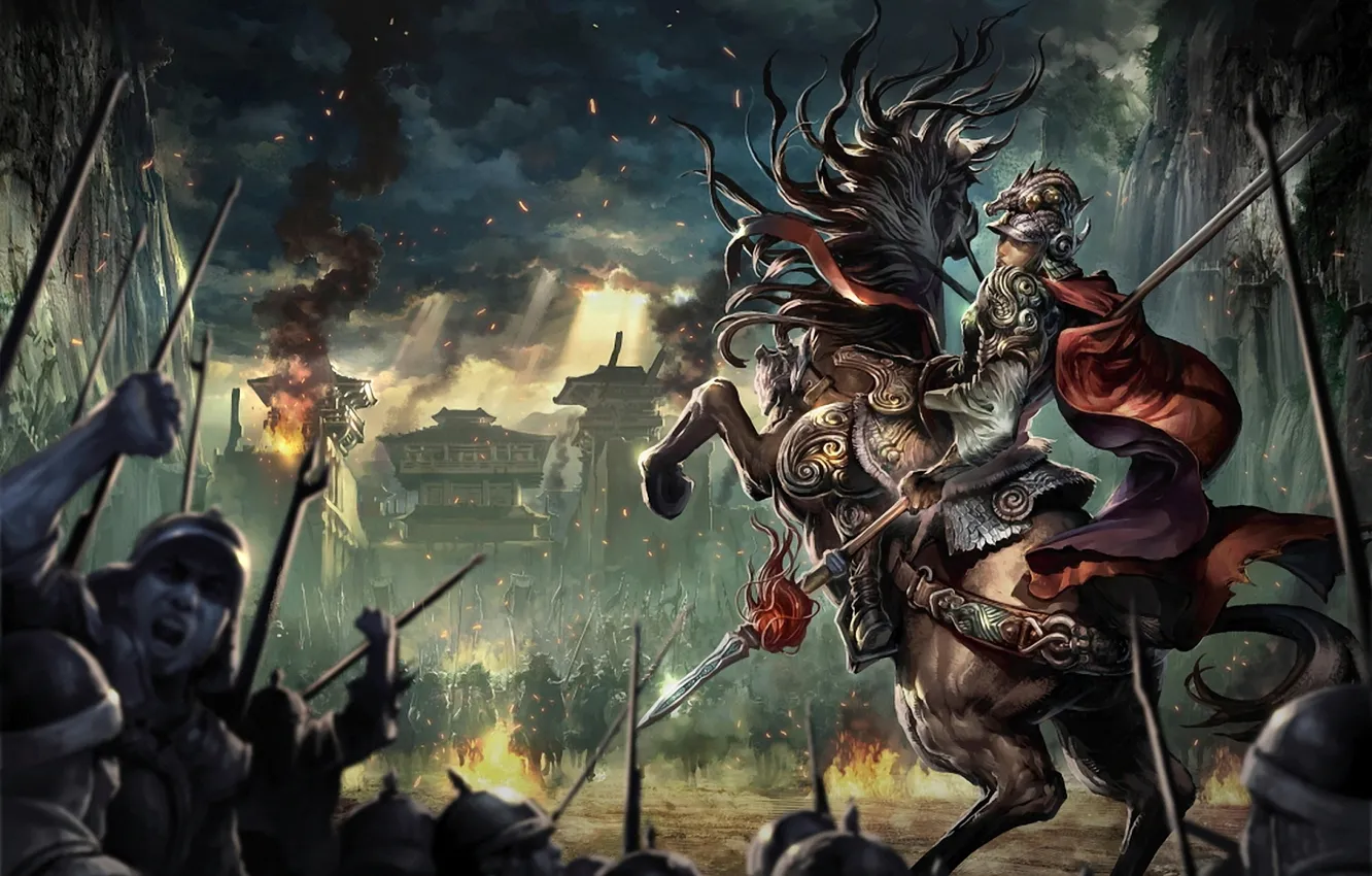 Photo wallpaper lights, rider, art, Creek, offensive, army