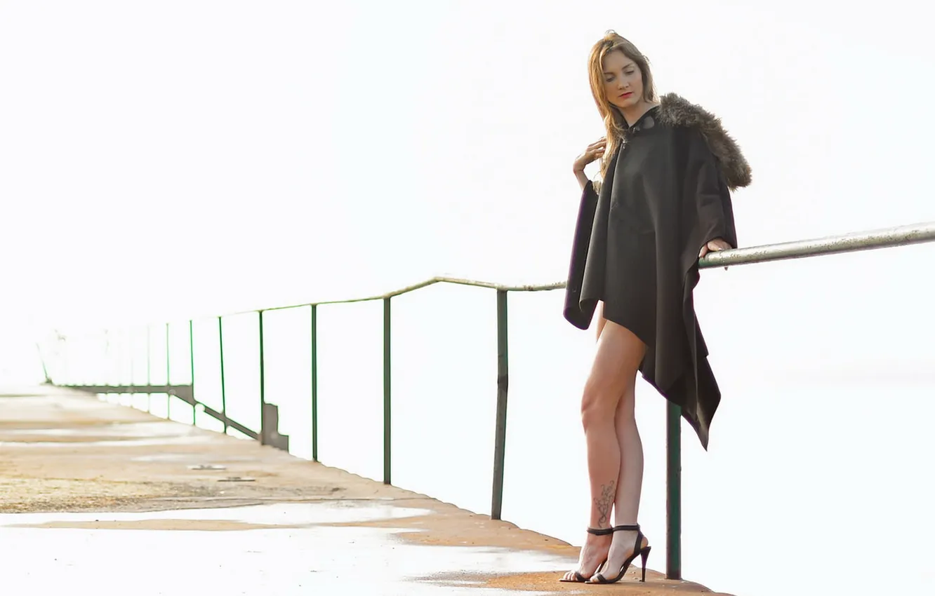 Photo wallpaper look, girl, bridge, pose