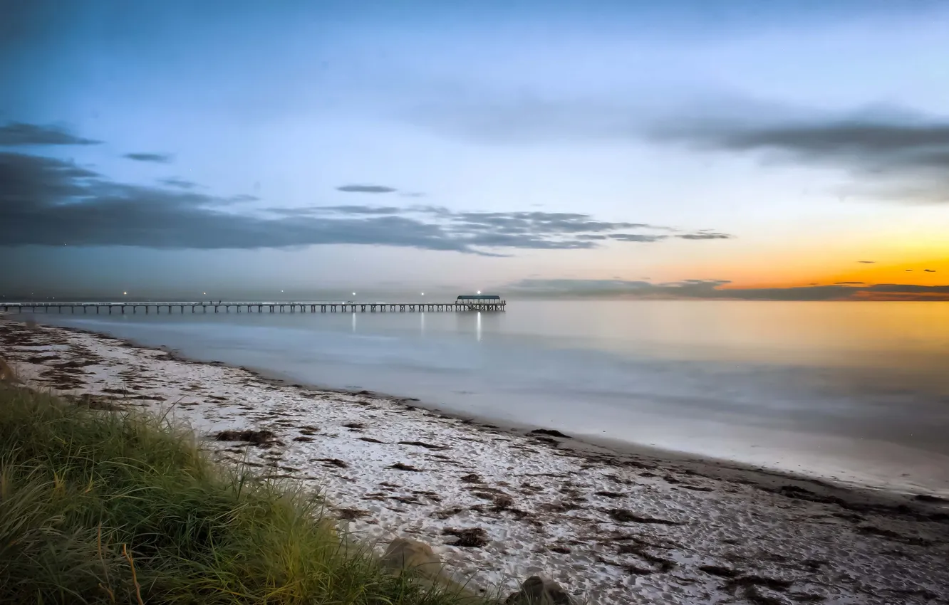 Photo wallpaper sea, beach, dawn, pierce