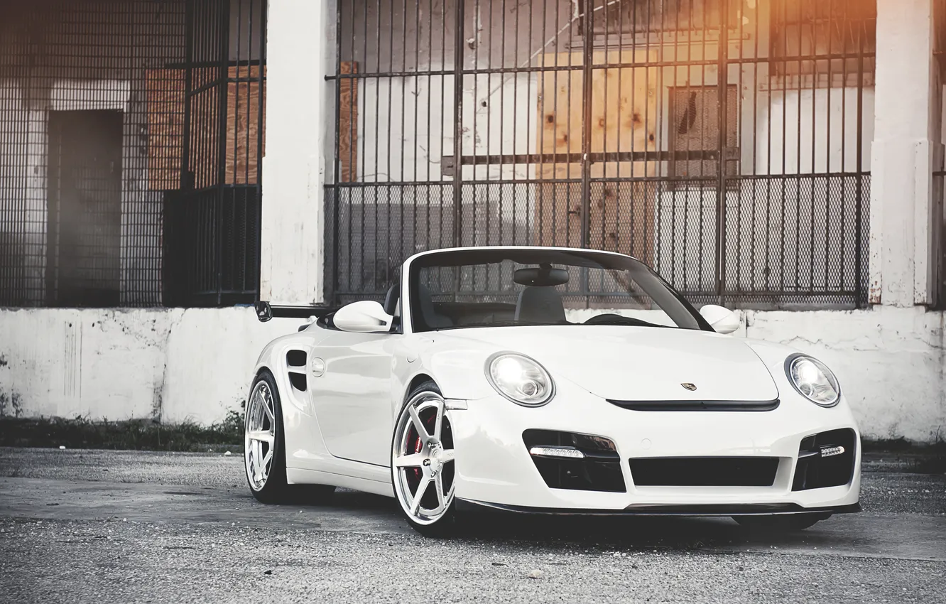 Photo wallpaper white, the sun, 911, Porsche, white, Roadster, grille, Porsche