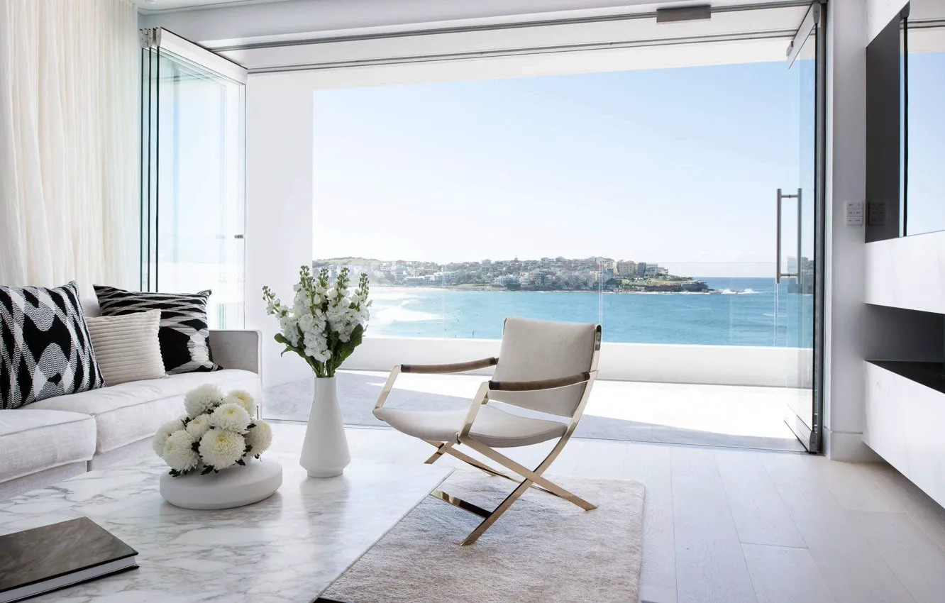 Photo wallpaper room, interior, living room, Bondi Apartment, by Trend Constructions