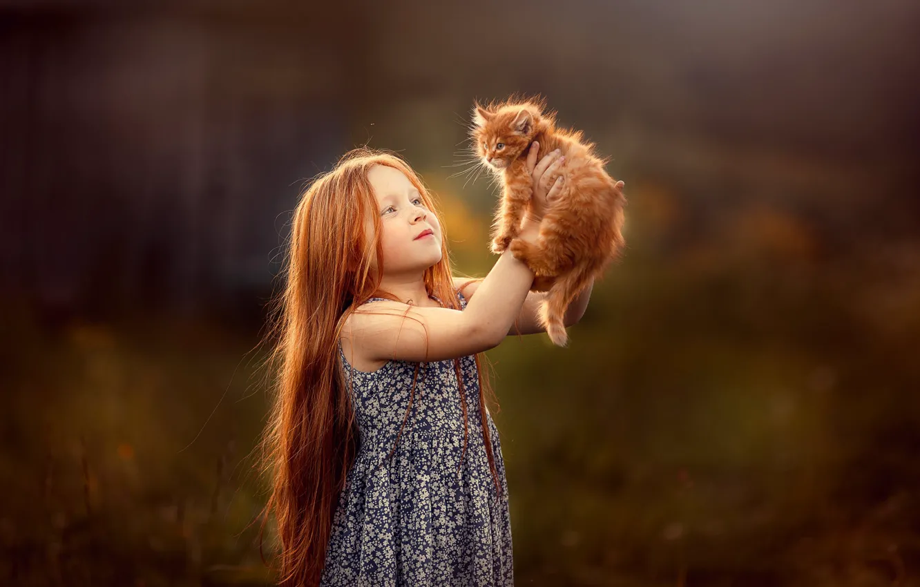 Photo wallpaper kitty, kindness, Girl