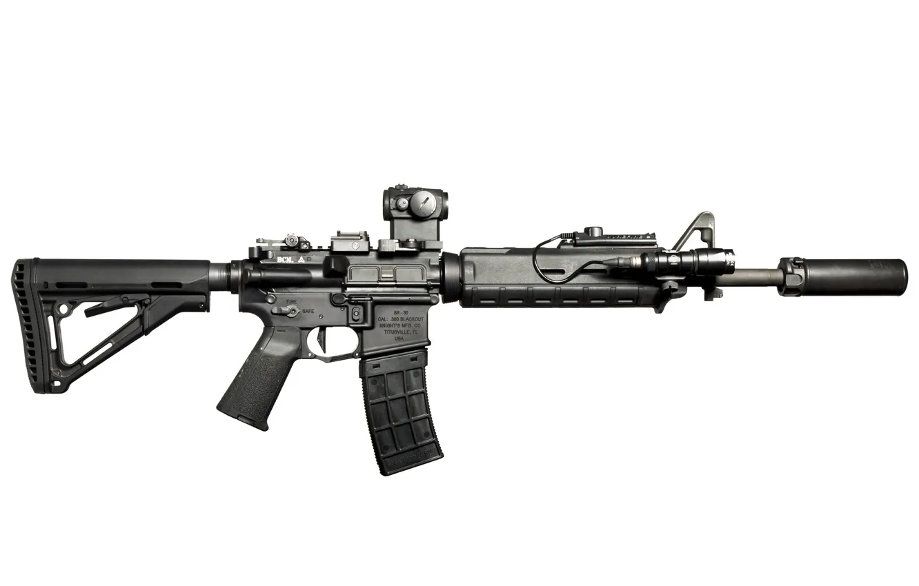 Photo wallpaper weapons, background, flashlight, carabiner, assault rifle