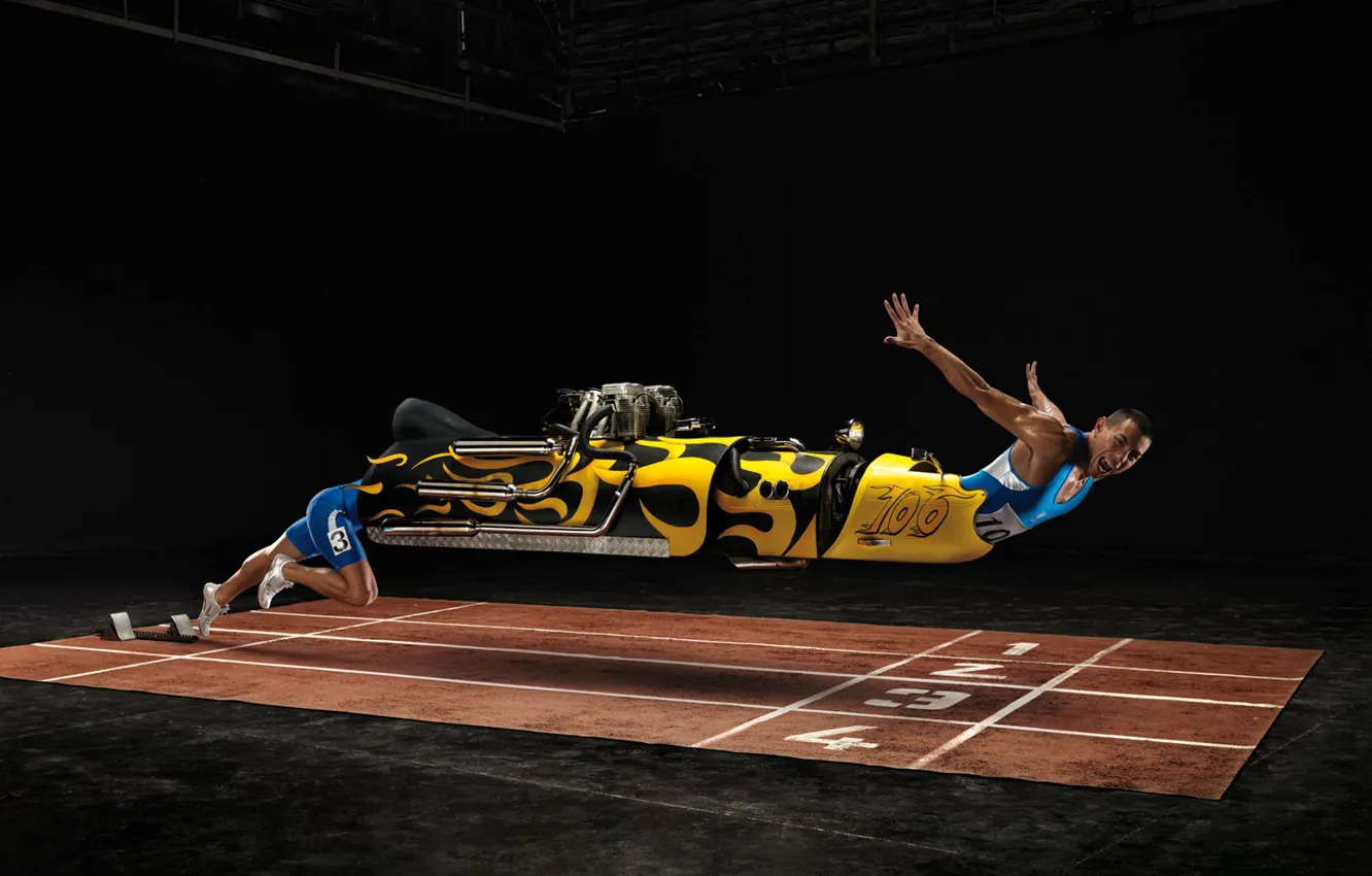 Photo wallpaper machine, sport, running