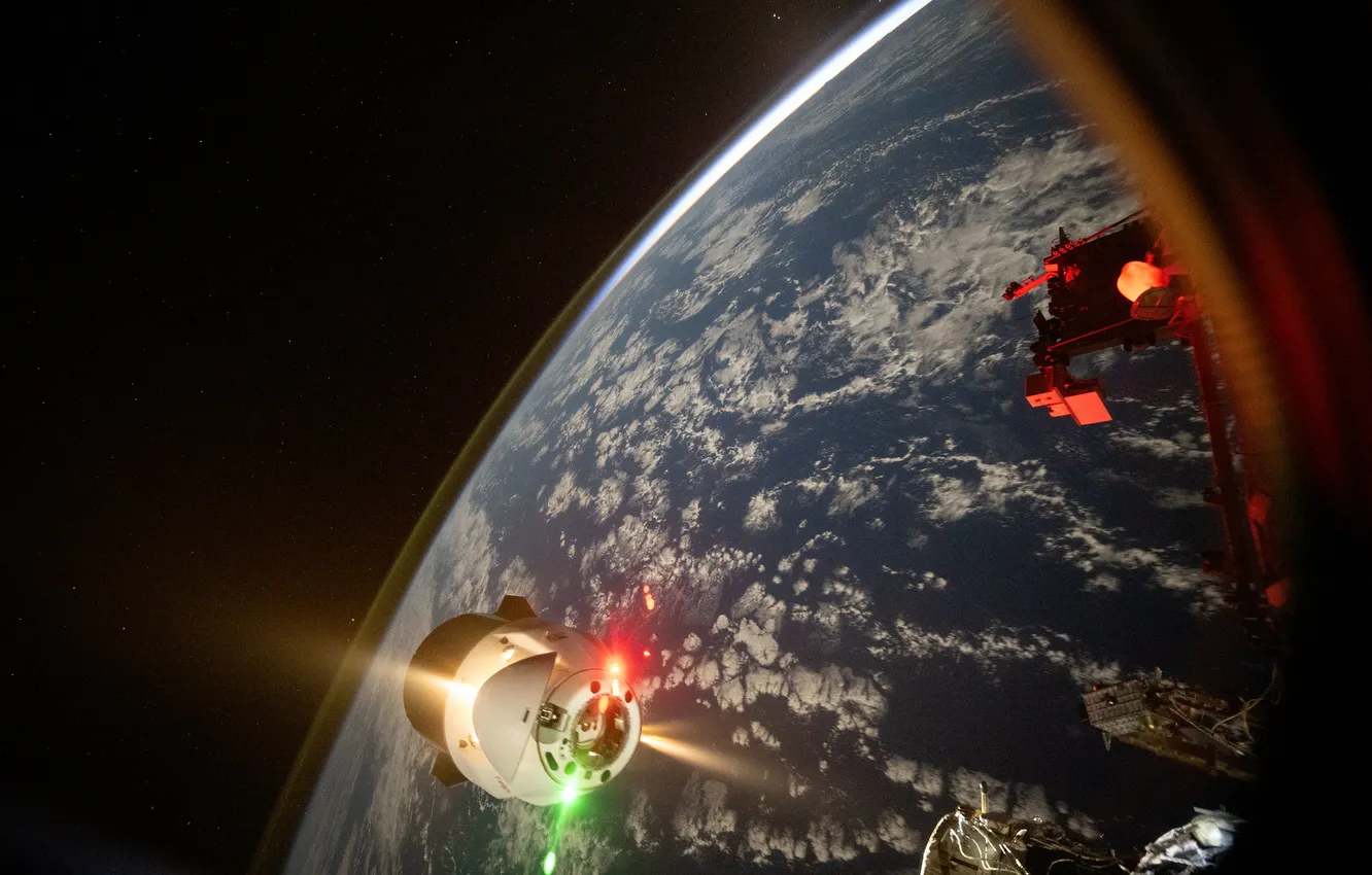 Photo wallpaper clouds, earth, satellite, the atmosphere