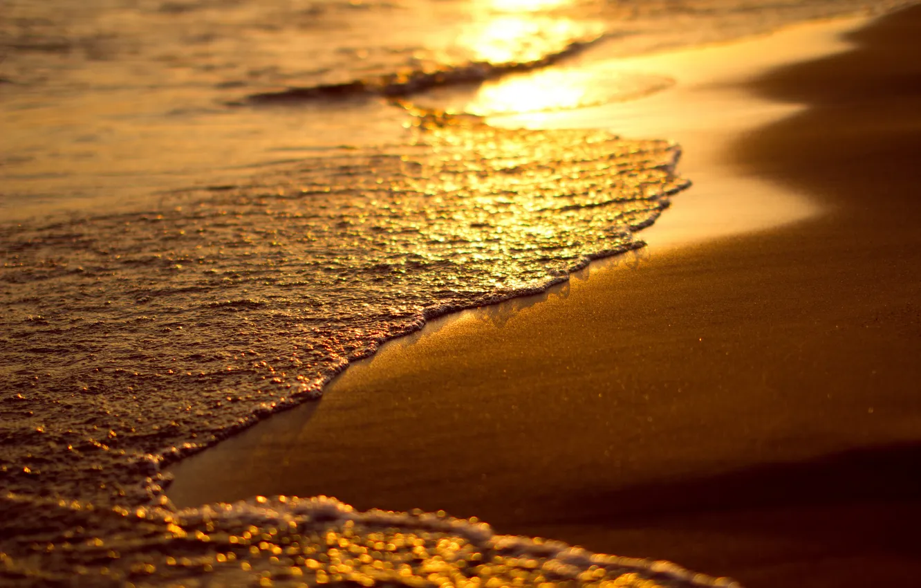 Photo wallpaper sand, sea, beach, water, sunset