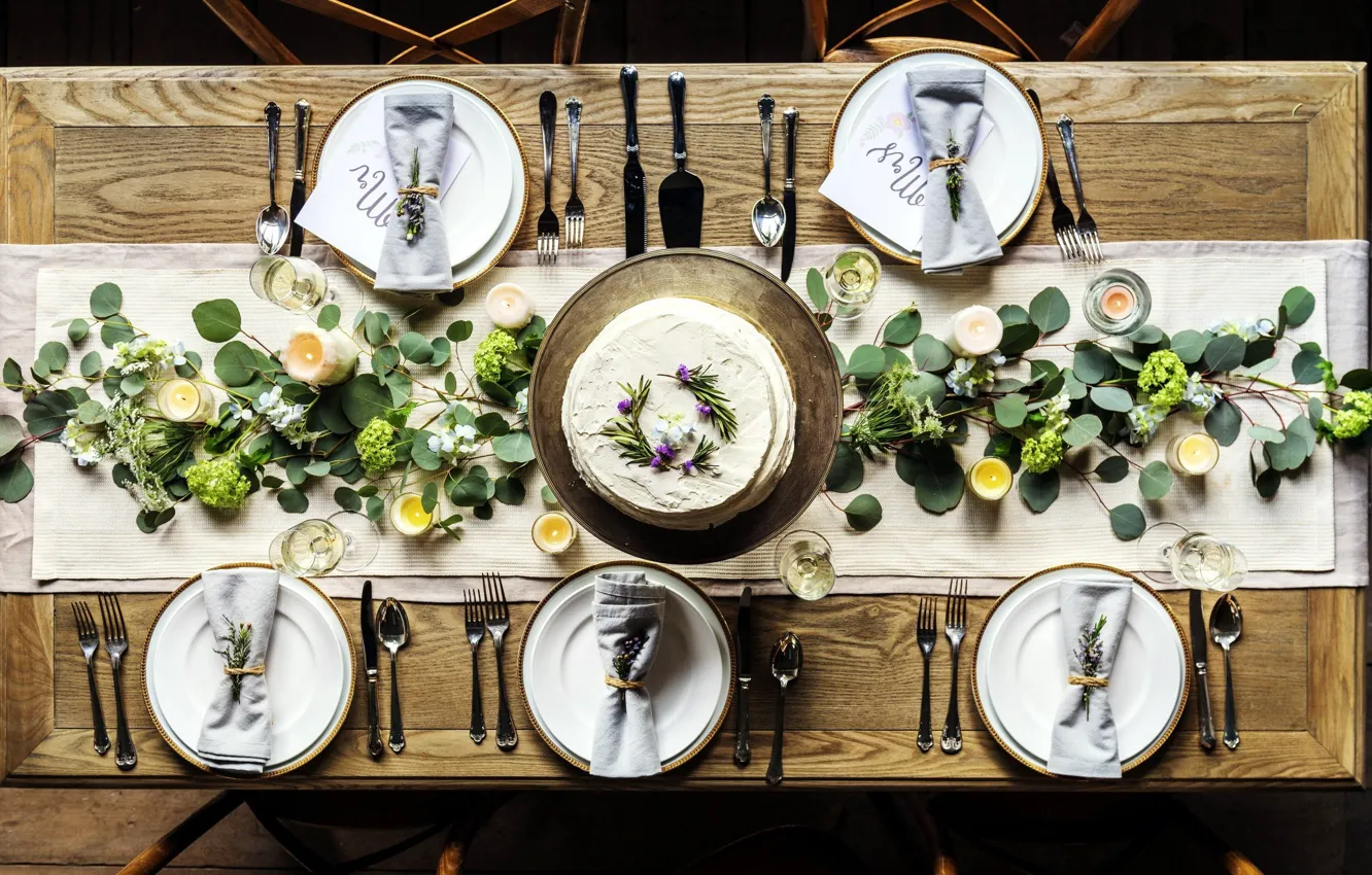 Photo wallpaper food, candles, devices, cake, dessert, sweet, serving