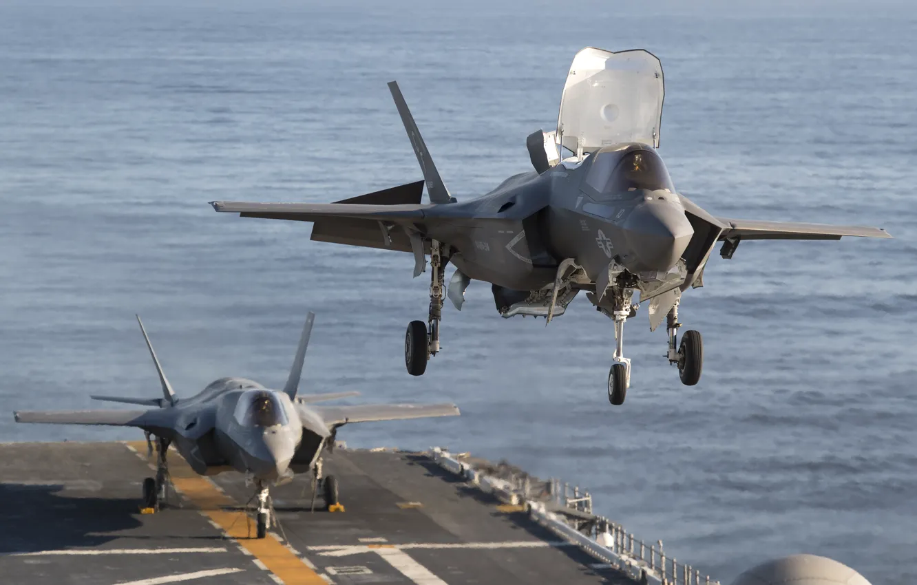 Photo wallpaper fighter, deck, the rise, F-35B