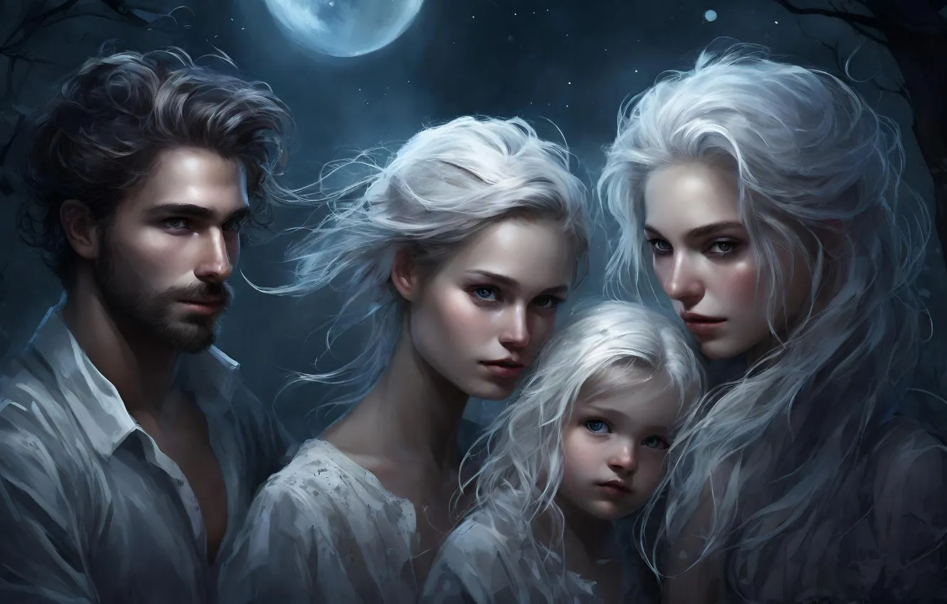 Photo wallpaper woman, family, girl, male