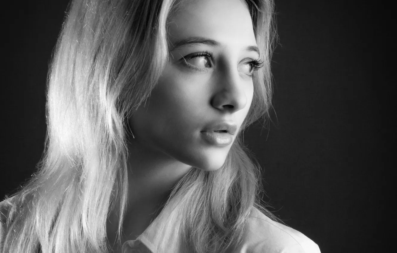 Photo wallpaper girl, portrait, black and white, Alexander Khalyavin