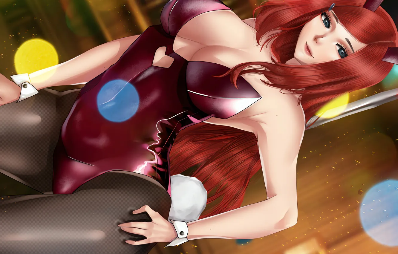 Photo wallpaper girl, sexy, cleavage, Naruto, red hair, long hair, boobs, anime