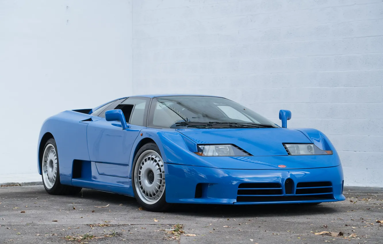 Photo wallpaper Blue, French, Supercar, The front, Bugatti EB110