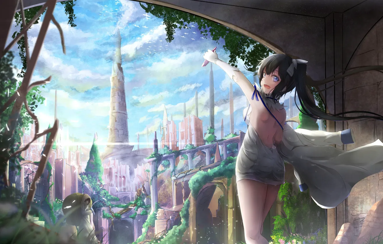 Photo wallpaper girl, anime, art, goddess, Hestia, Hestia, DanMaChi