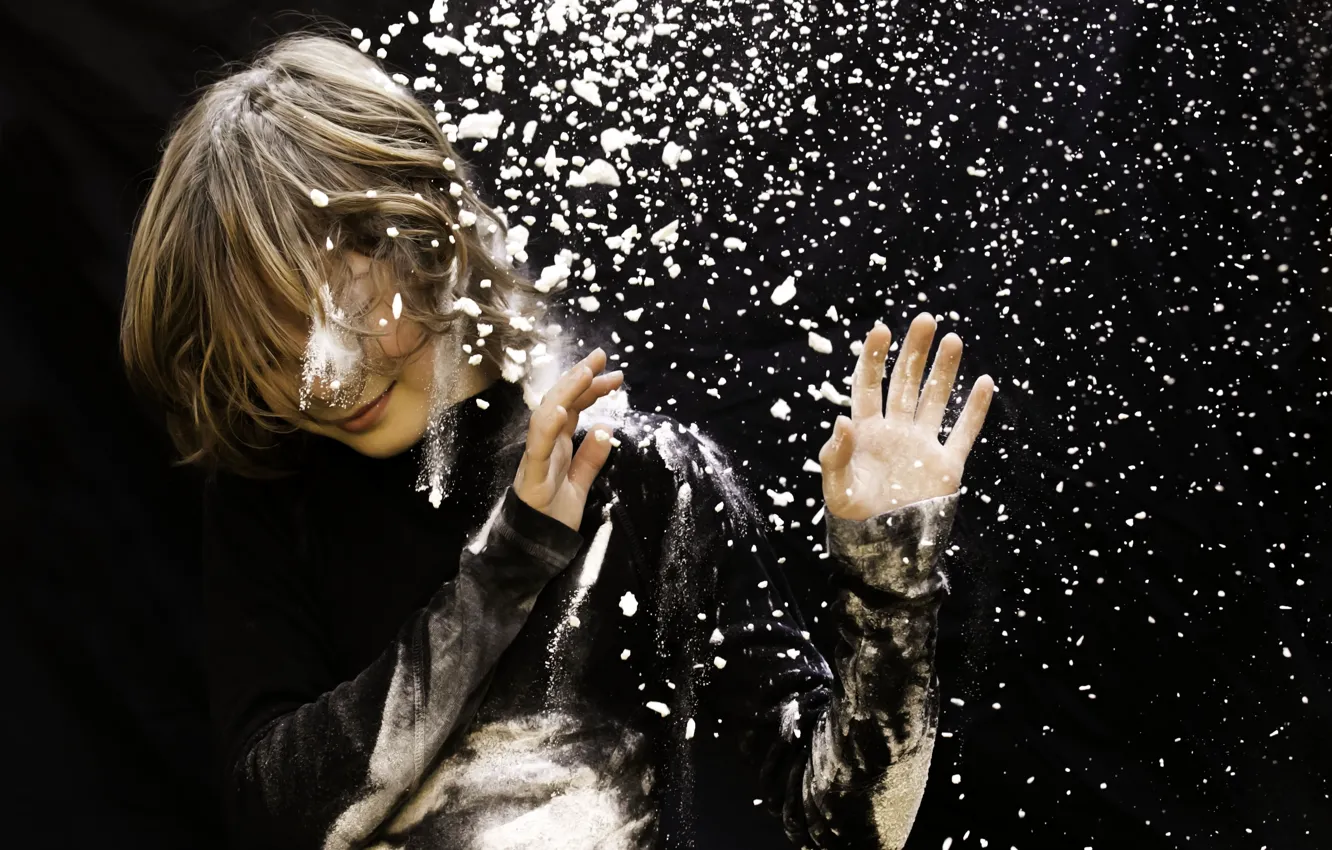 Photo wallpaper snow, background, girl