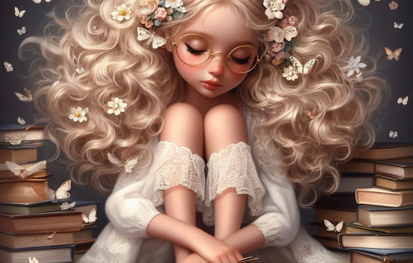 Photo wallpaper girl, AI art, neural network