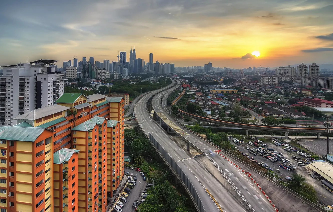 Photo wallpaper road, the city, building, day, Malaysia, Kuala Lumpur