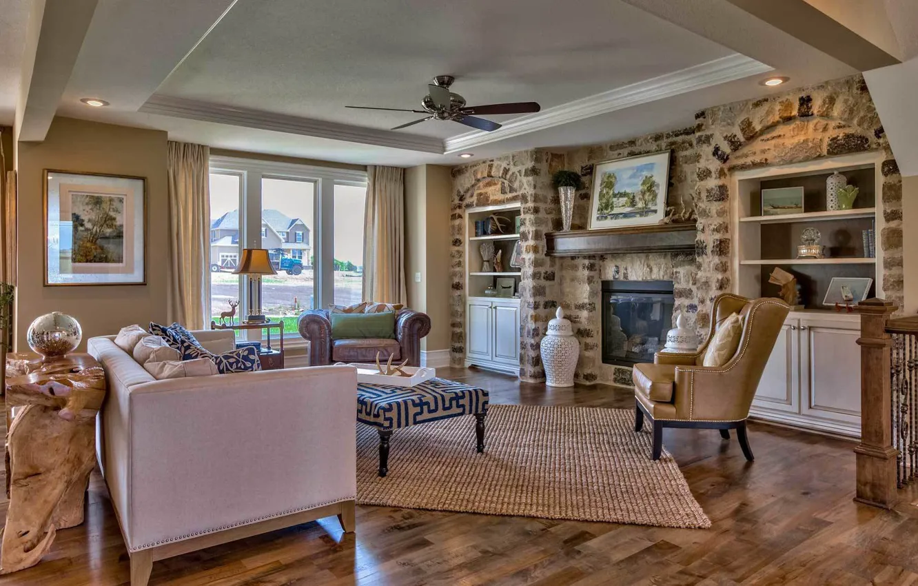 Photo wallpaper design, style, interior, fireplace, living room, Lancaster