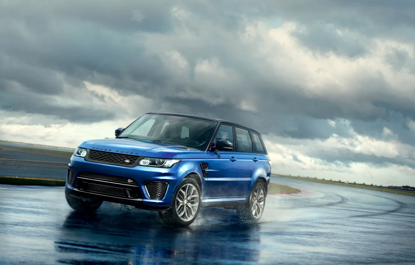 Photo wallpaper photo, blue, Land Rover, Range Rover, car, 2015, Sport SVR