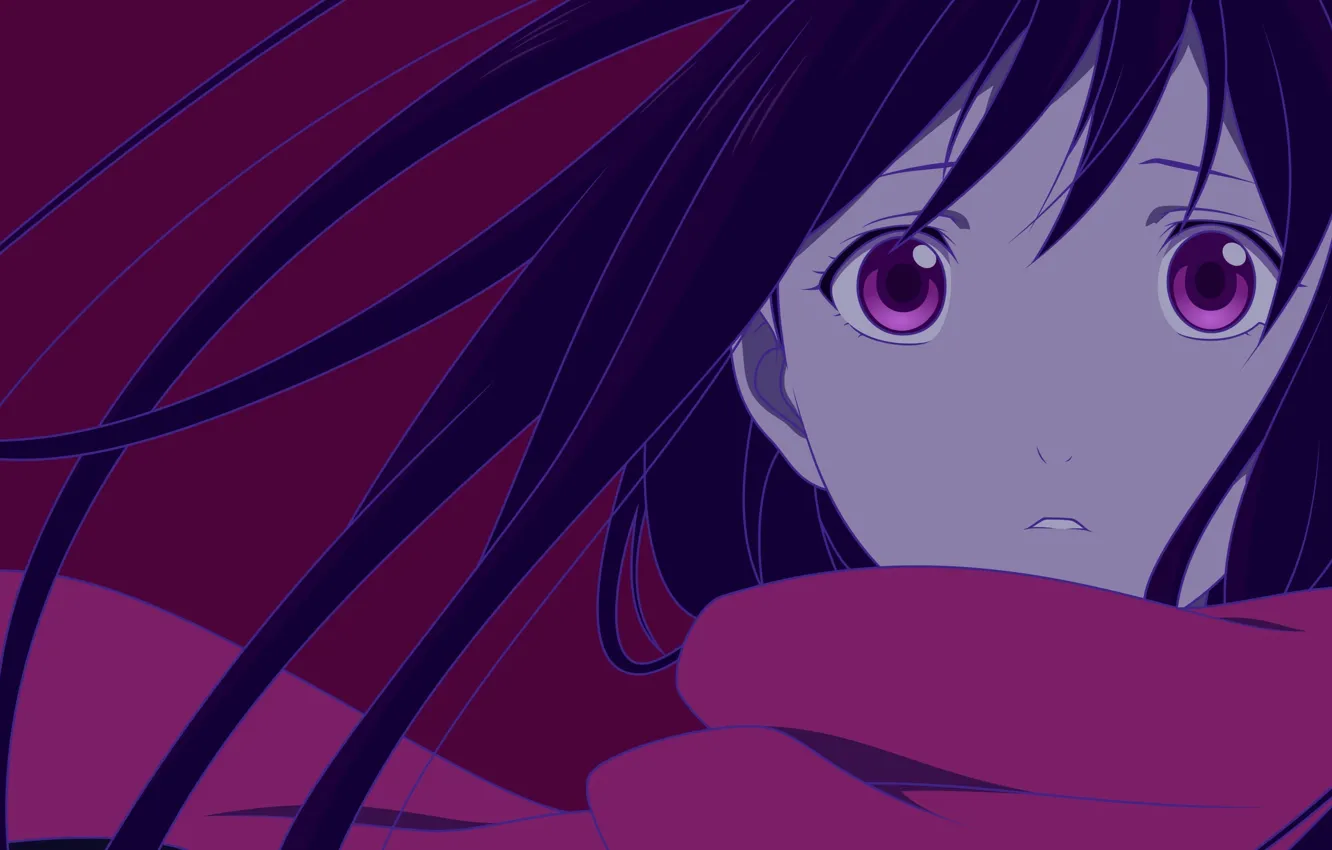 Photo wallpaper kawaii, girl, game, long hair, anime, purple eyes, pretty, face