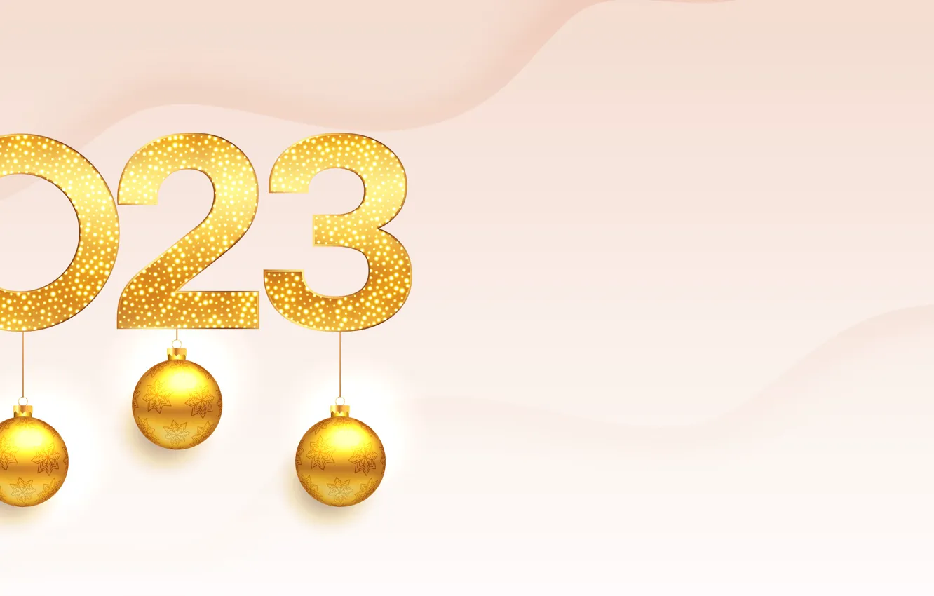 Photo wallpaper wave, balls, line, Shine, new year, figures, gold, gold plated