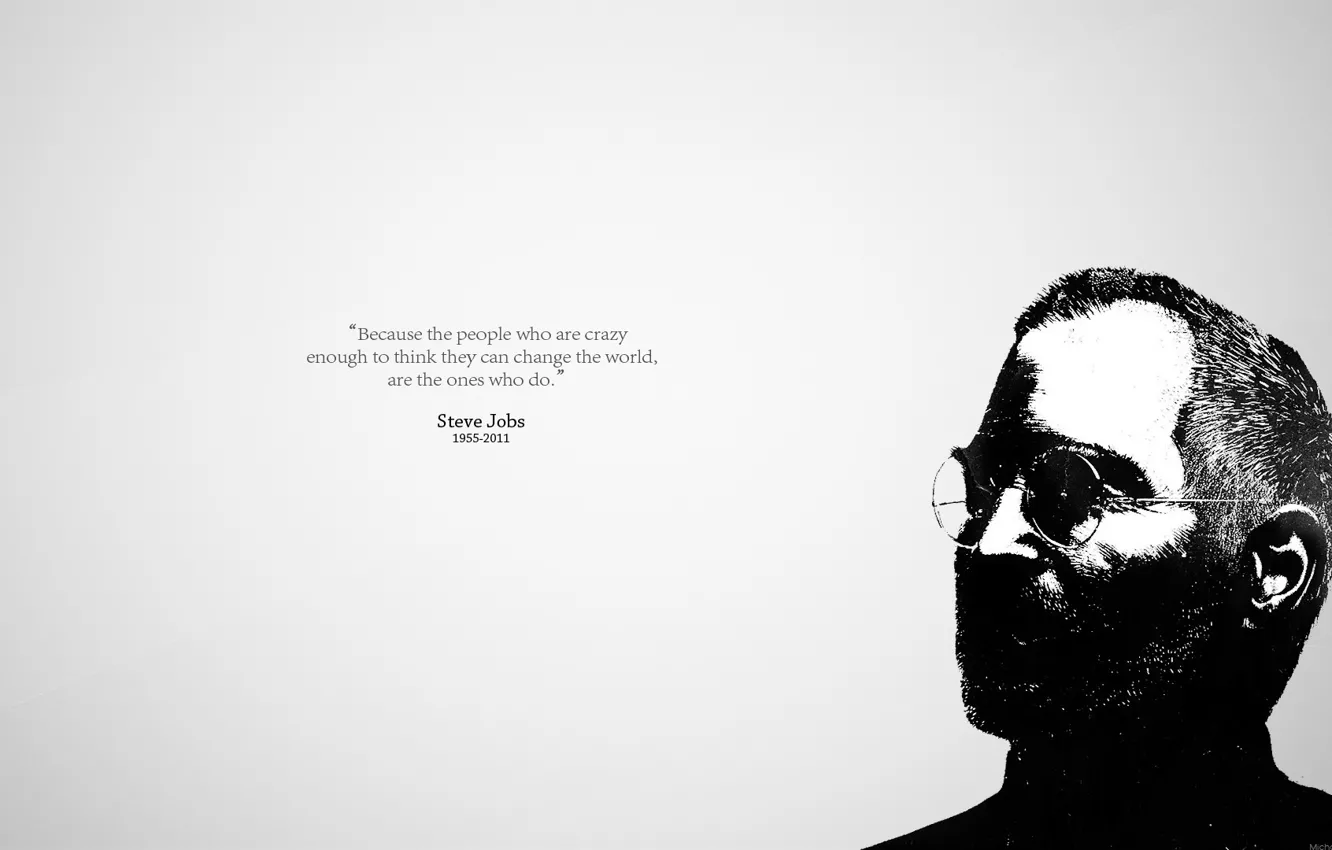 Photo wallpaper memory, apple, grey background, Steve Jobs, years of life, Stive Jobs