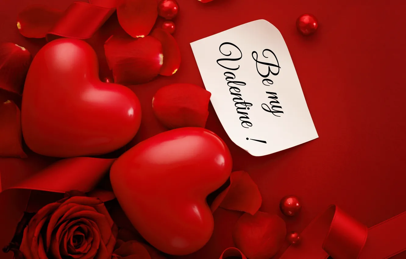 Photo wallpaper love, heart, red, love, heart, romantic, silk, Valentine's Day