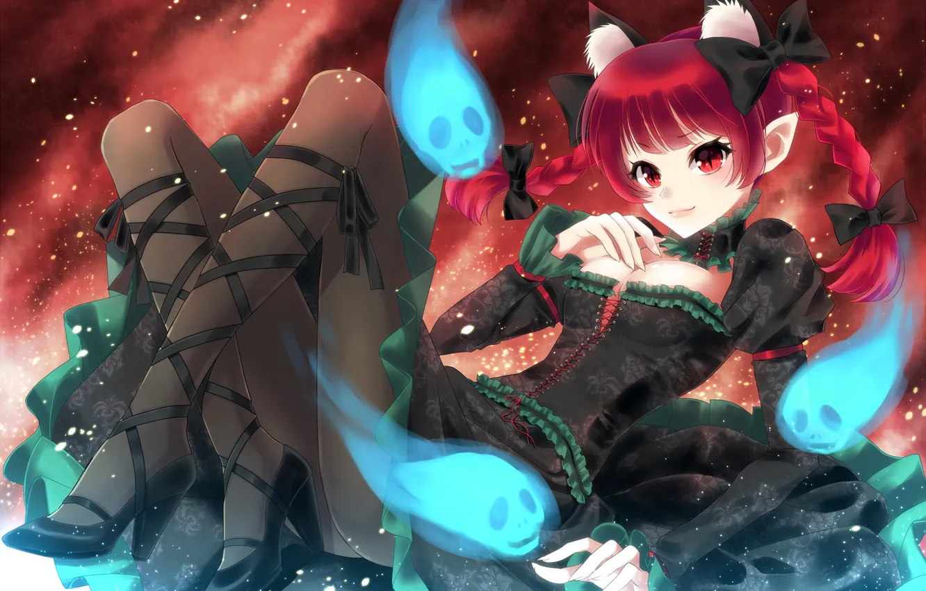 Photo wallpaper eyes, girl, spirit, anime, shower, braids, corset