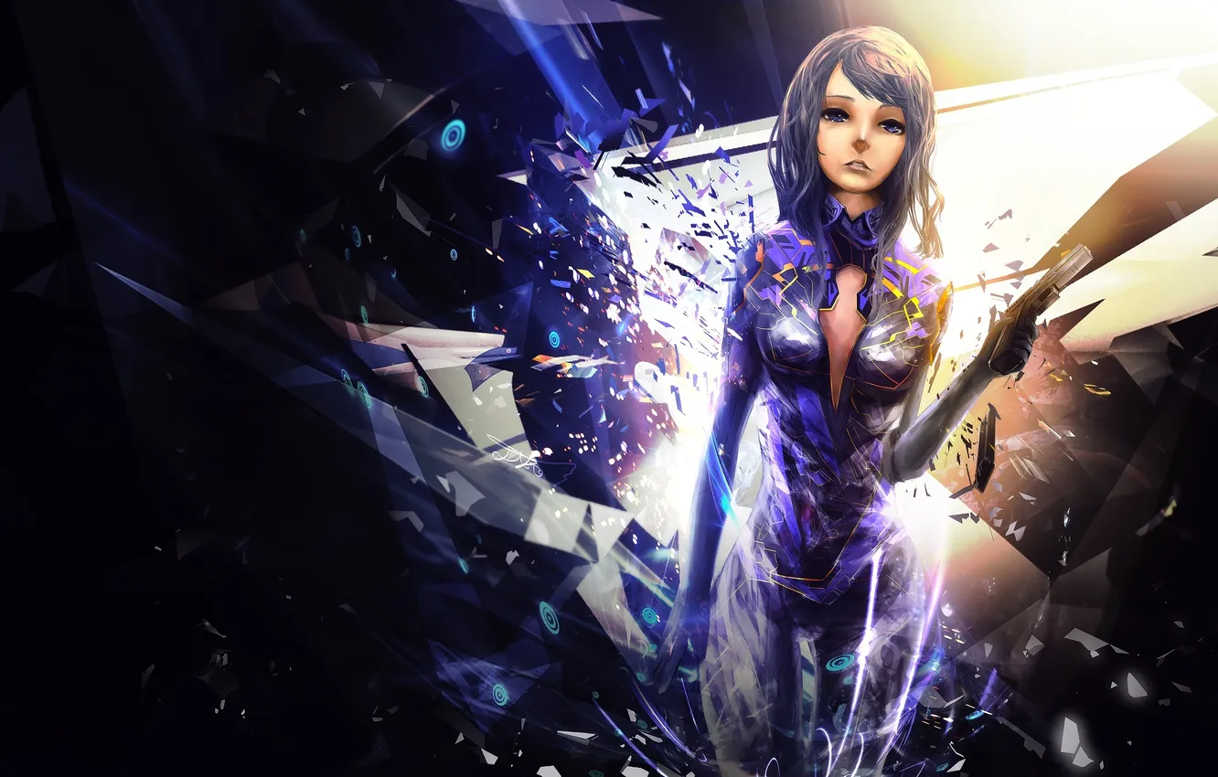 Photo wallpaper girl, fragments, weapons, costume, art, Cabulb