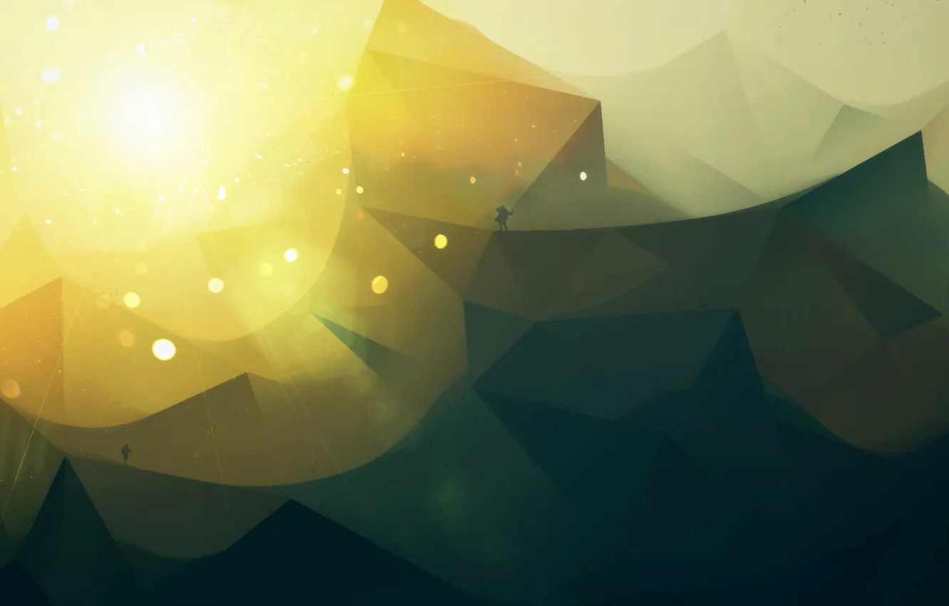 Photo wallpaper the sun, the way, loneliness, desert, geometry, triangle