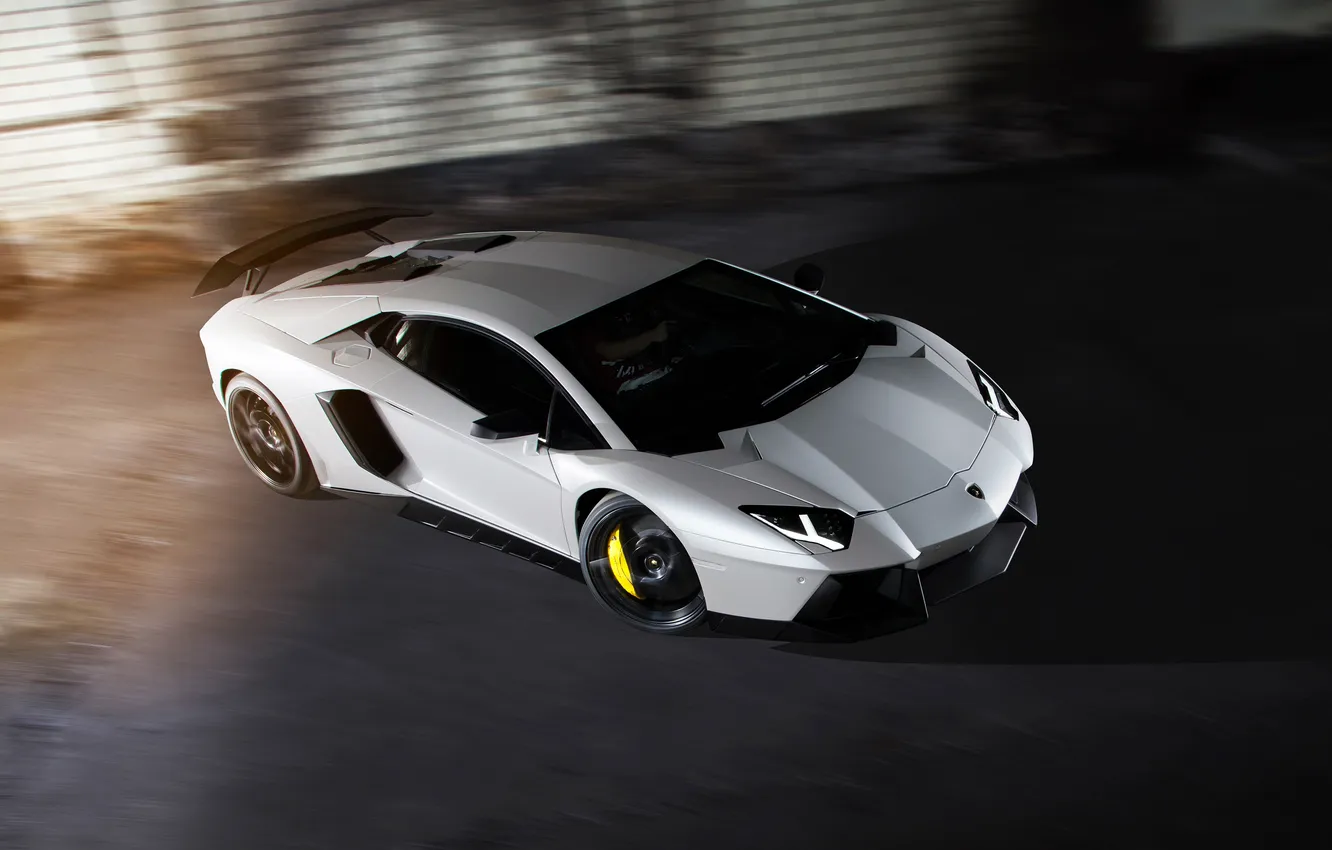 Photo wallpaper Lamborghini, white, tuning, aventador, novitec