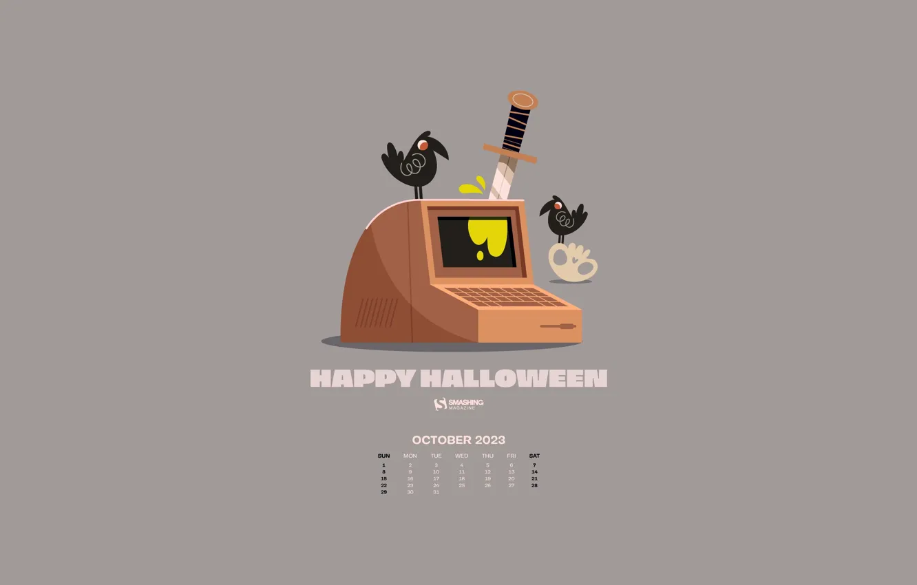 Photo wallpaper calendar, Happy Halloween, October, calendar, 2023, October 2023, Happy Halloween