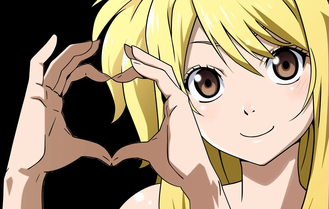 Photo wallpaper smile, hands, heart, fairy tail, Lucy, fairy tail, lucy