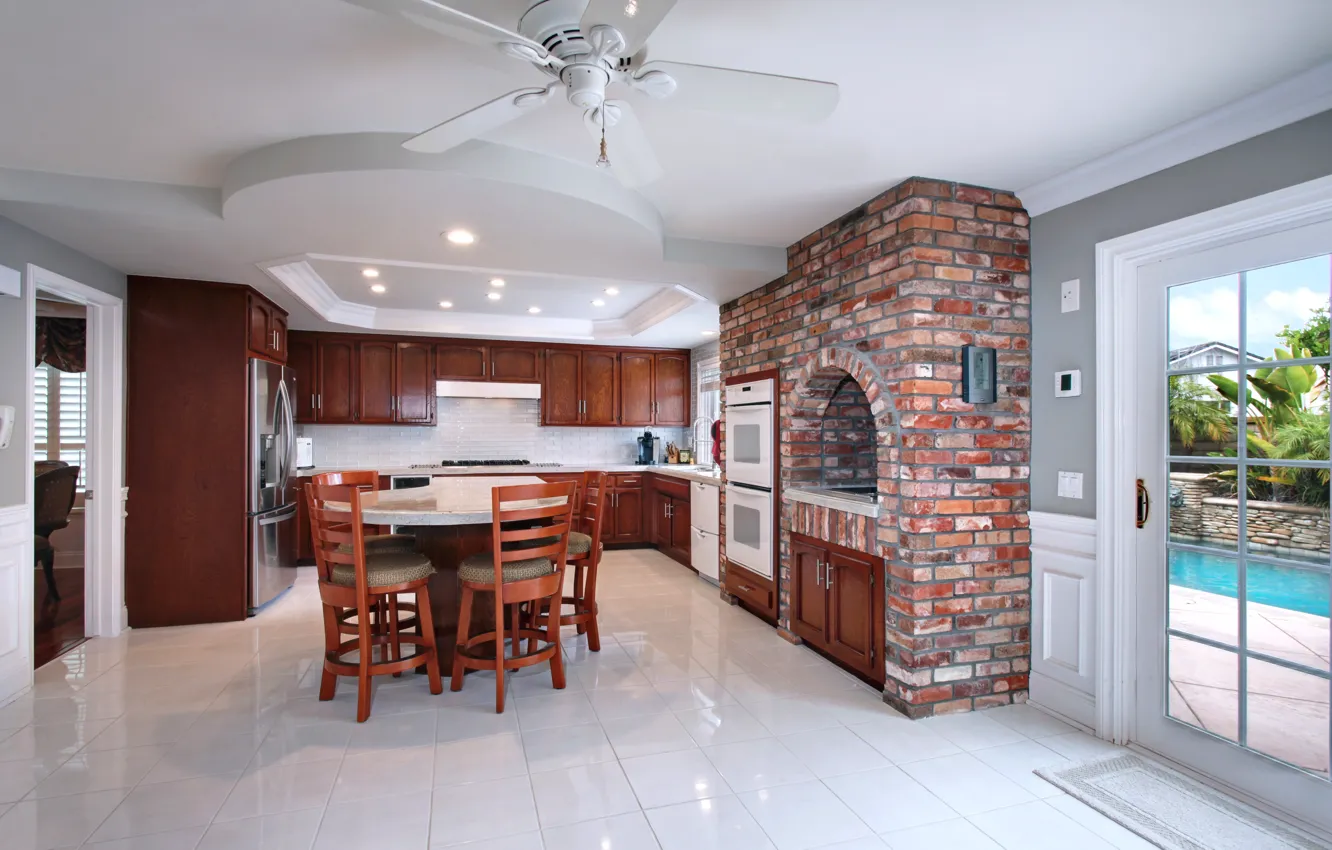 Photo wallpaper furniture, interior, kitchen, oven, cottage, kitchen